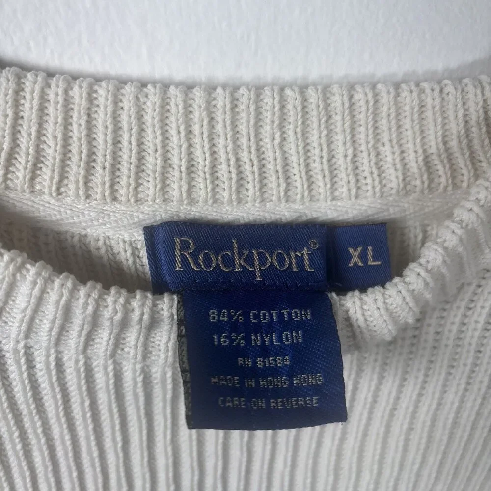 VTG 90s Rockport sweater Men's/ Unisex cream Ribbed knit 84% Cotton 16% Nylon XL